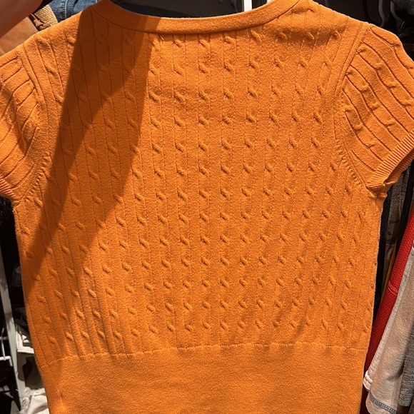 Orange Short-sleeved button up knot cardigan. Orange L - Picture 5 of 5